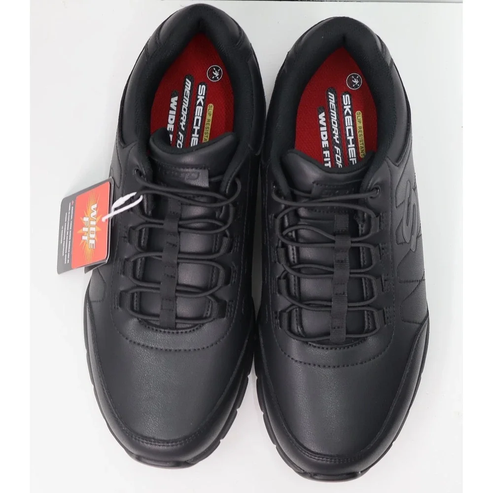 Skechers Work Shoes Mens 10.5 Black Wide Fit Slip Resistant 200272W EH Safety